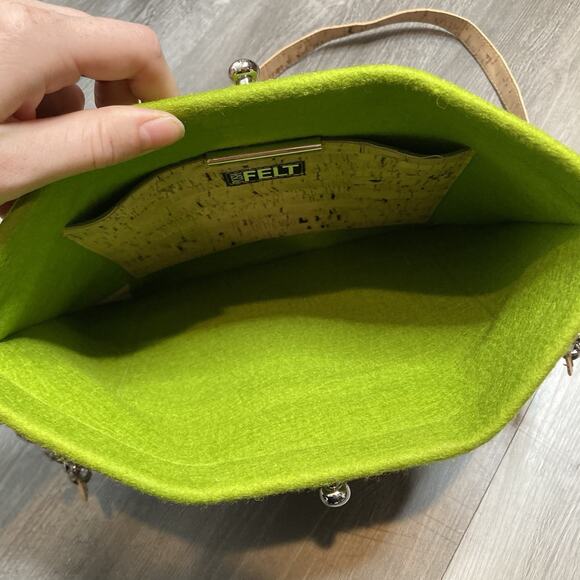 Posh Felt Cork Metallic Crossbody Shoulder Bag Hand Crafted Small Batch Boho - Picture 3 of 6